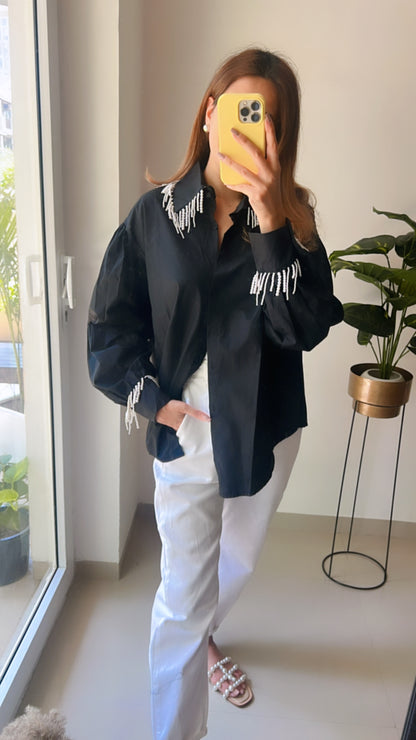 Pearl Tassel Poplin Shirt