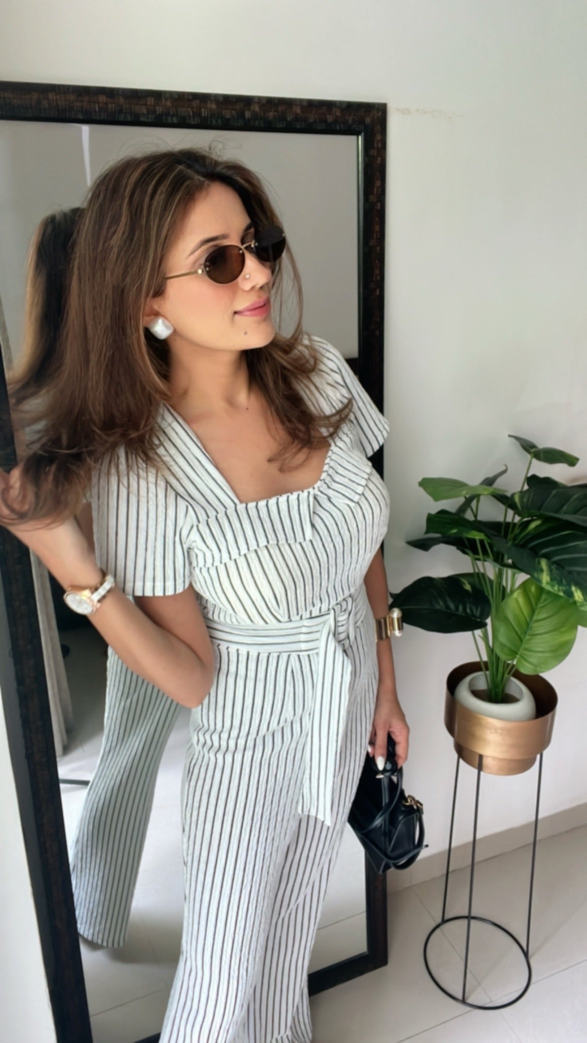 Monochrome Stripe Jumpsuit