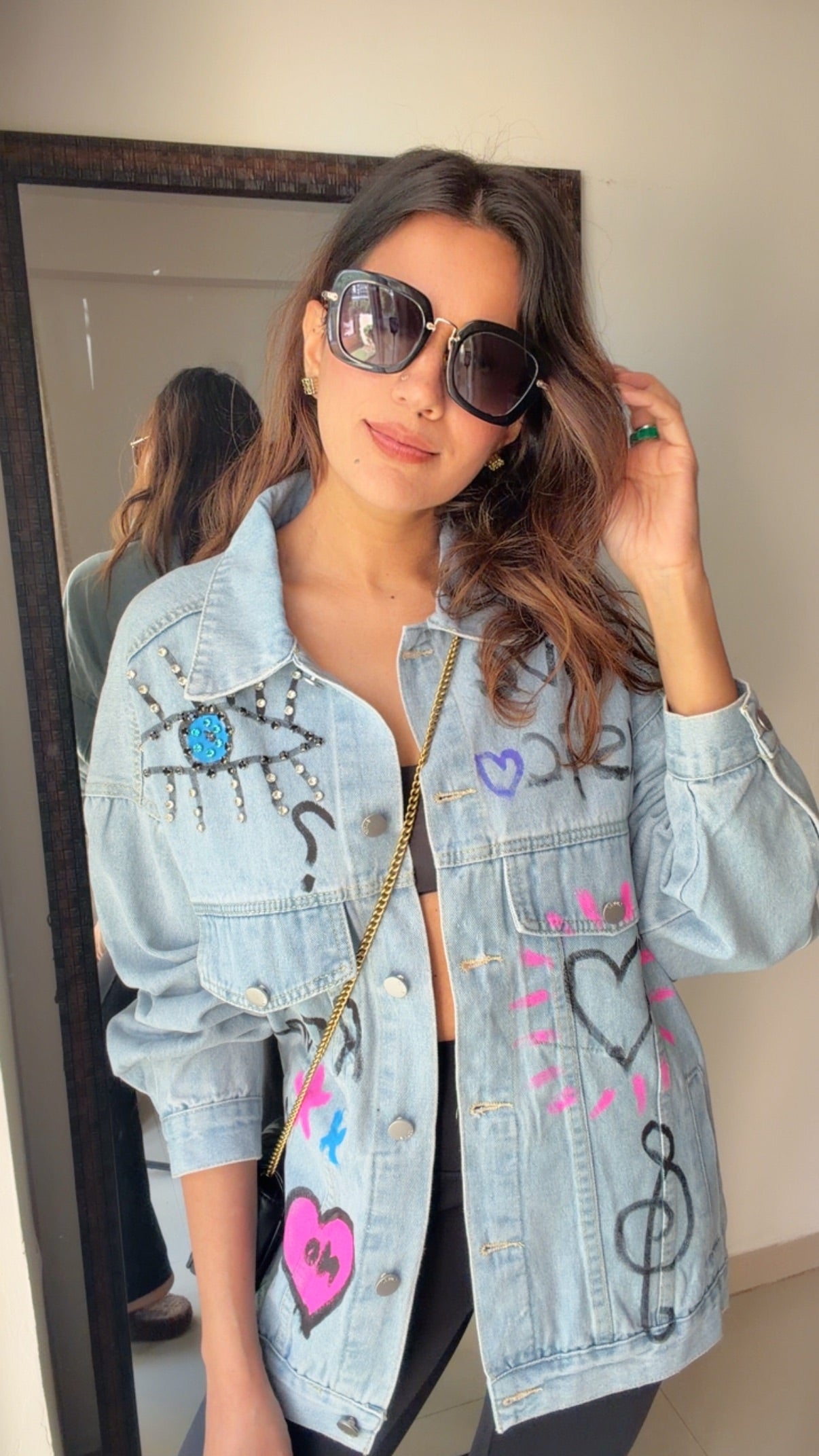 Evil Eye Oversized Denim Jacket