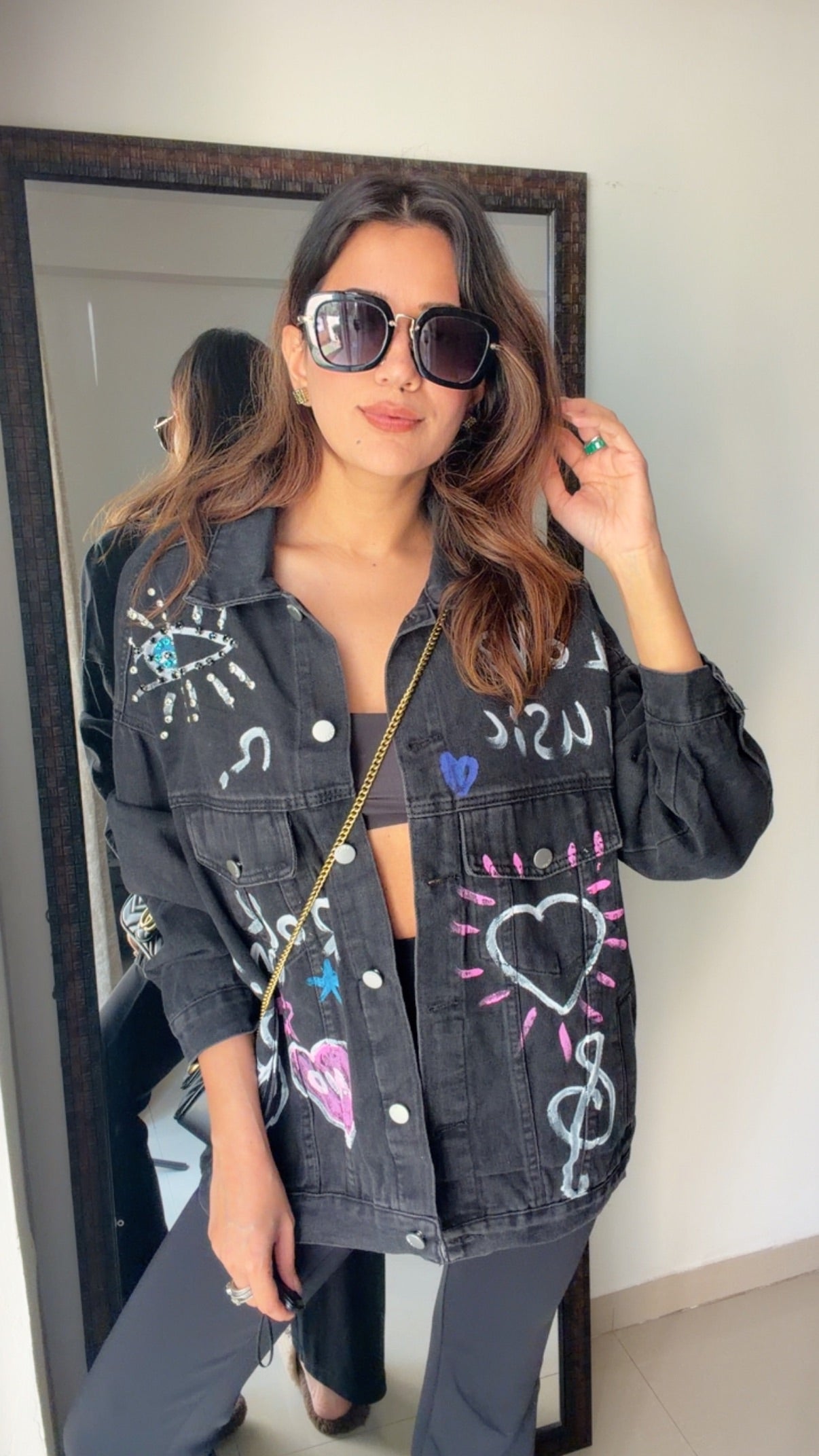 Evil Eye Oversized Denim Jacket