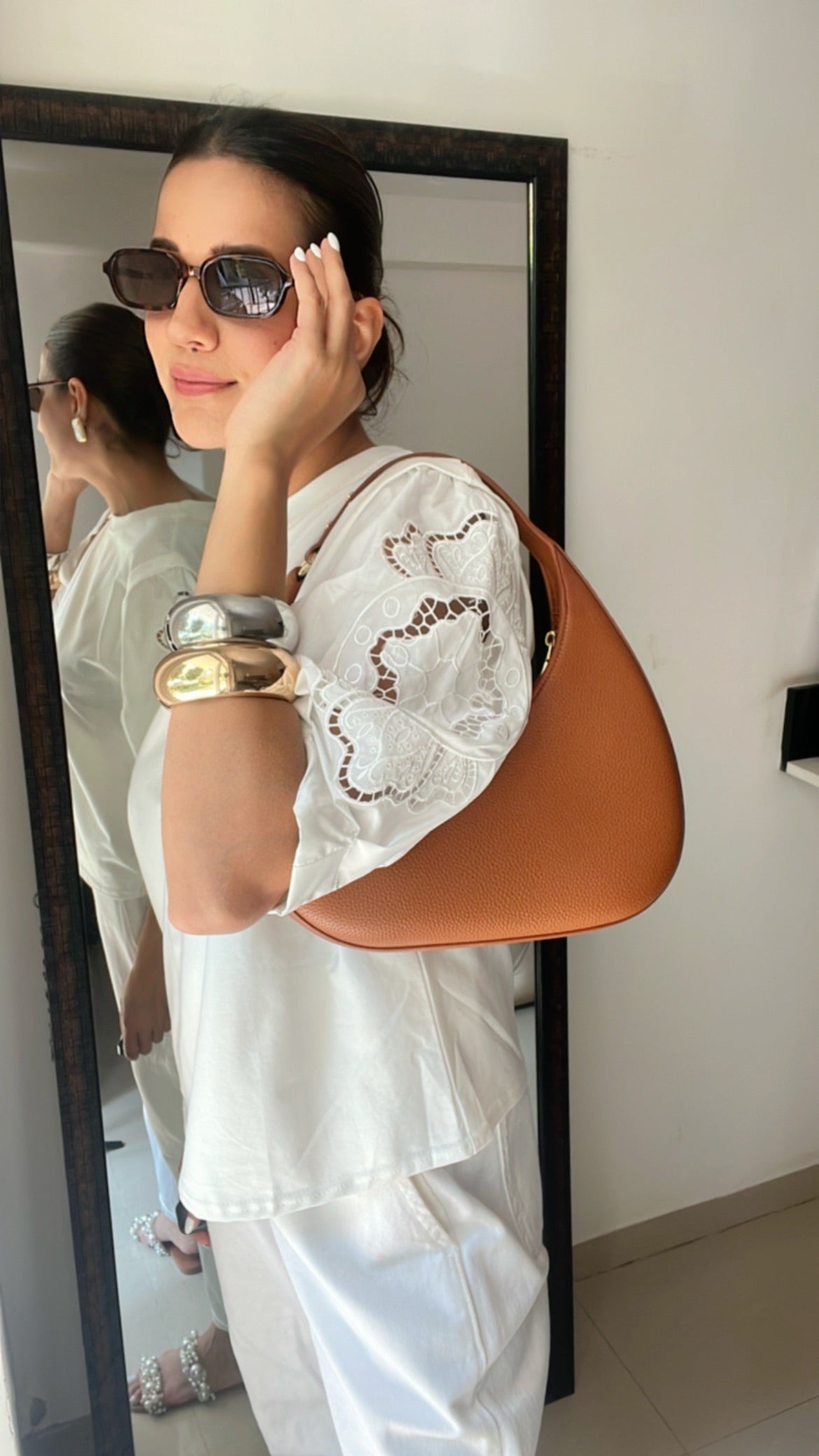 Cutwork Sleeves Poplin Tee