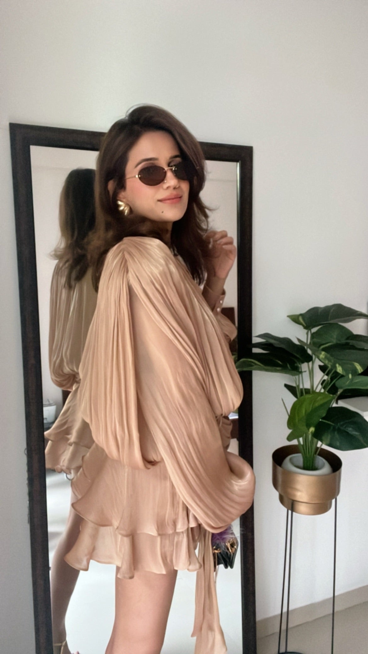 Draped High Sheen Dress