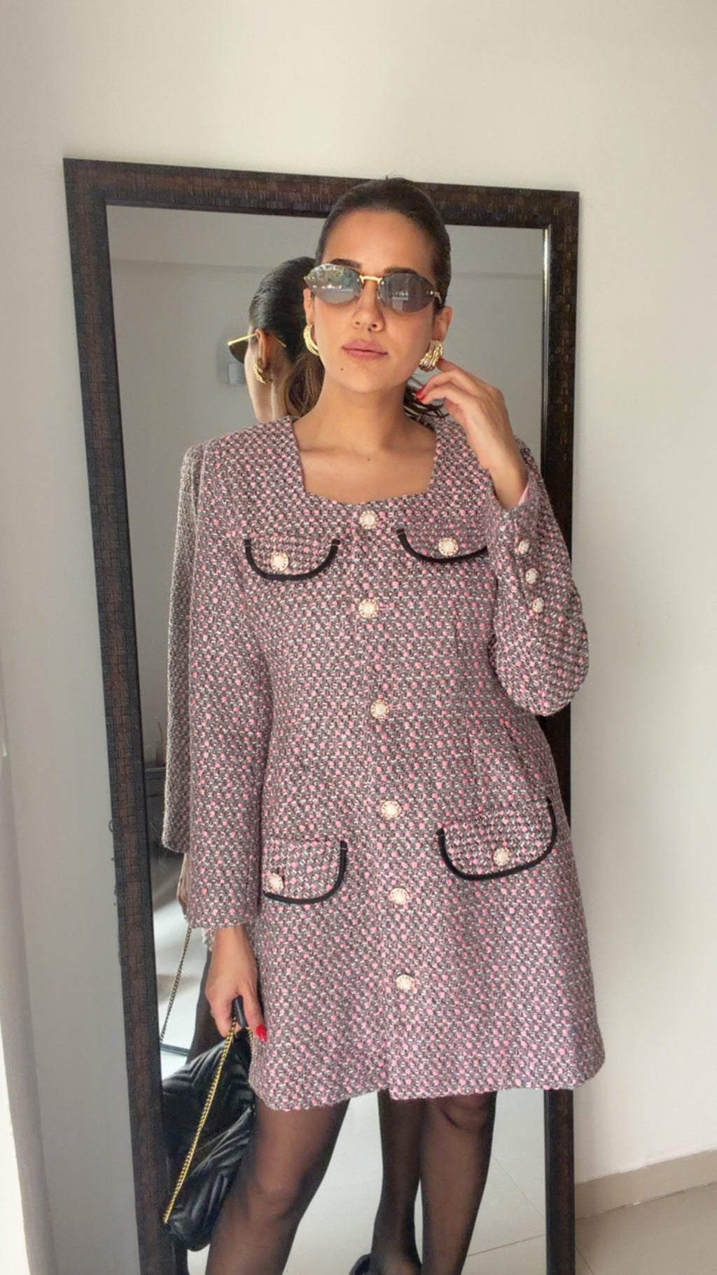 Buttoned Tweed Fall Dress