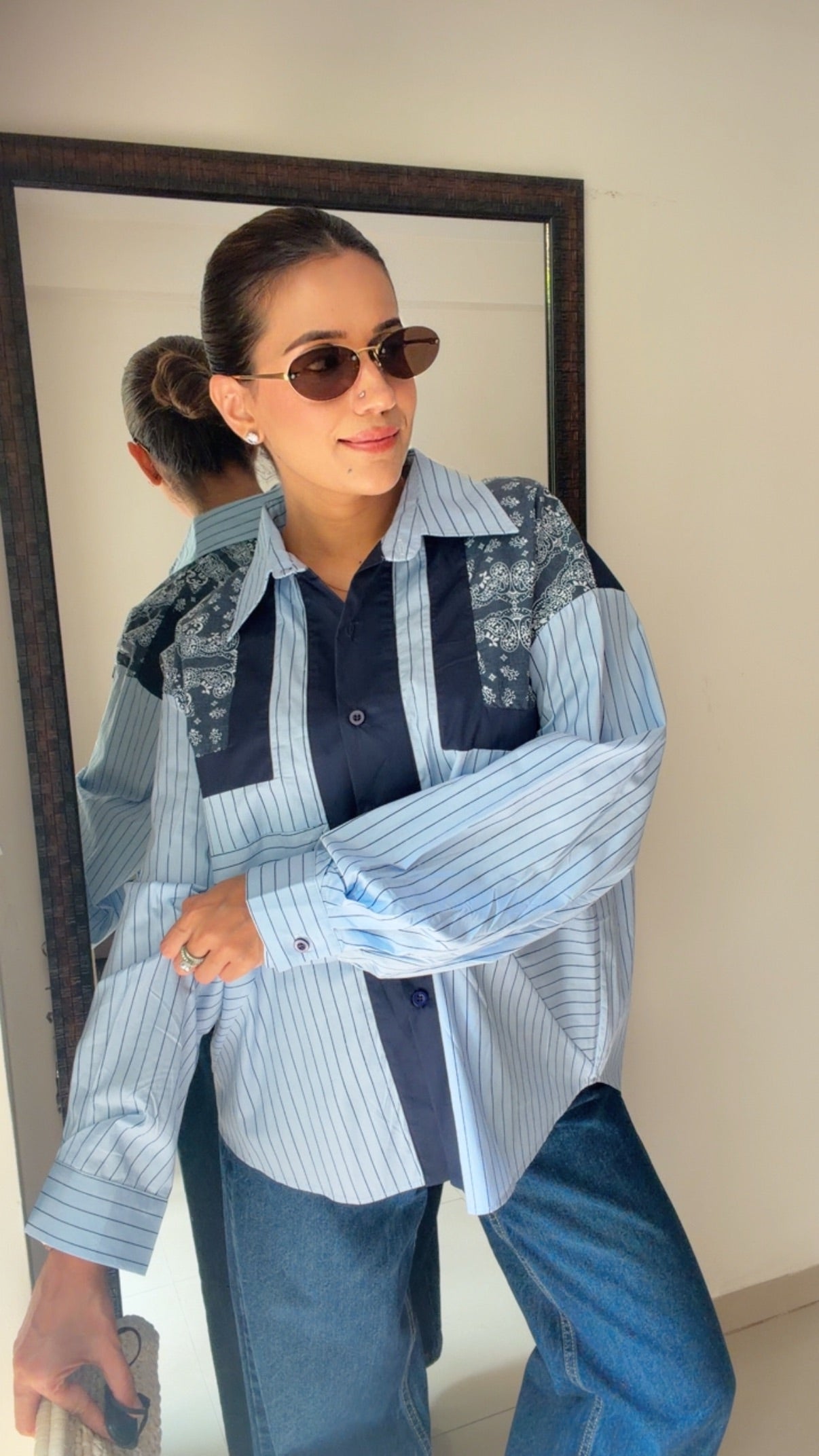 Printed Stripe Poplin Shirt