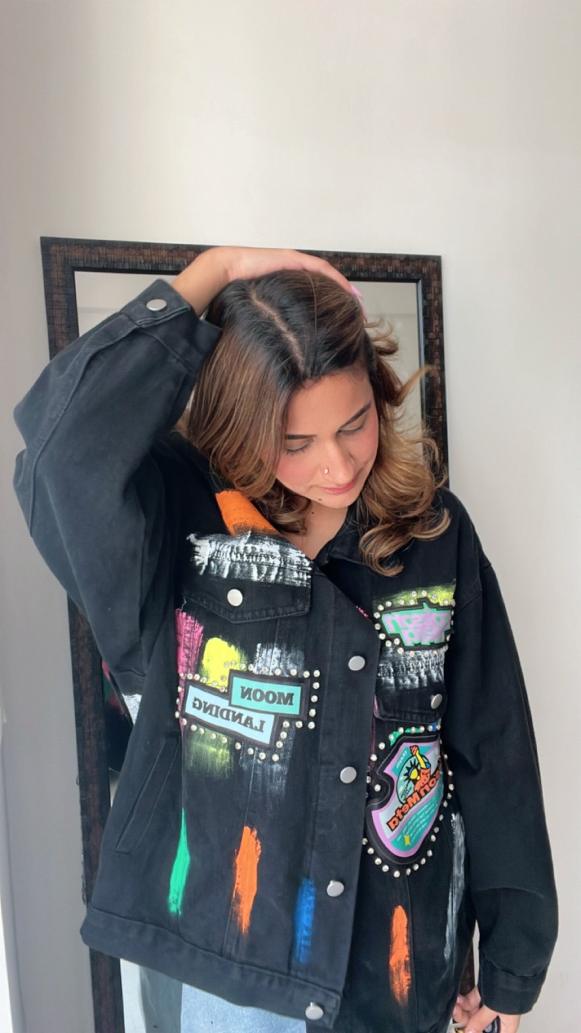 Color Splash Oversized Denim Fall Jacket