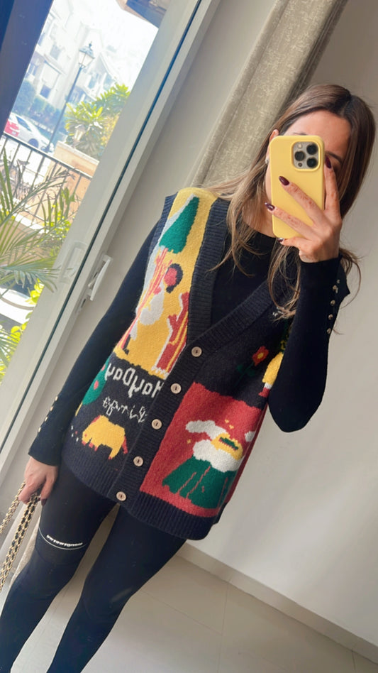 Knit Cut Sleeves Fall Vest