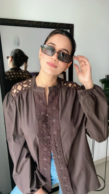 Cut work Lace Poplin Top