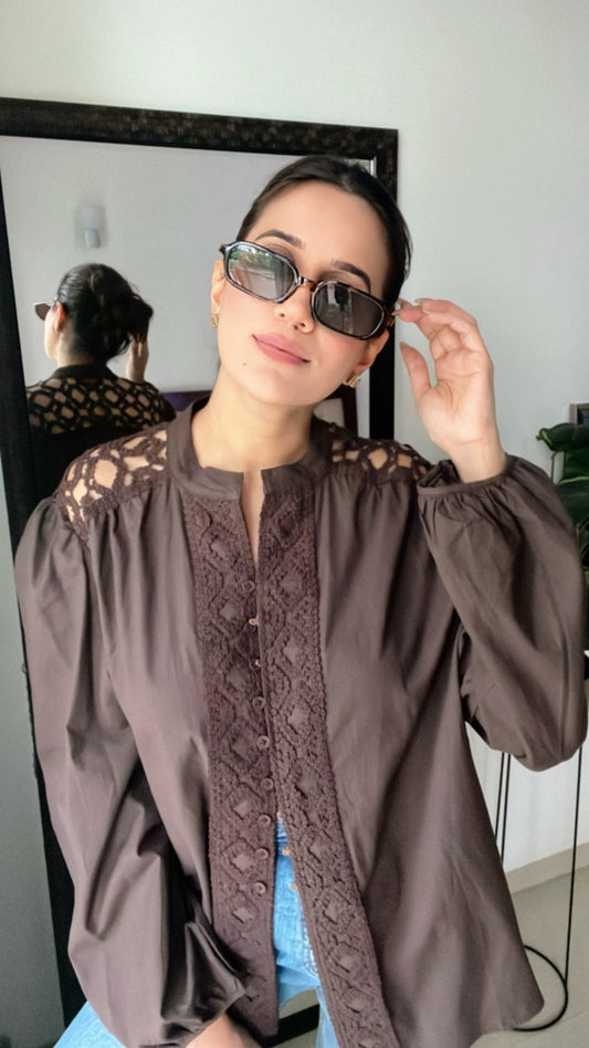 Cut work Lace Poplin Top