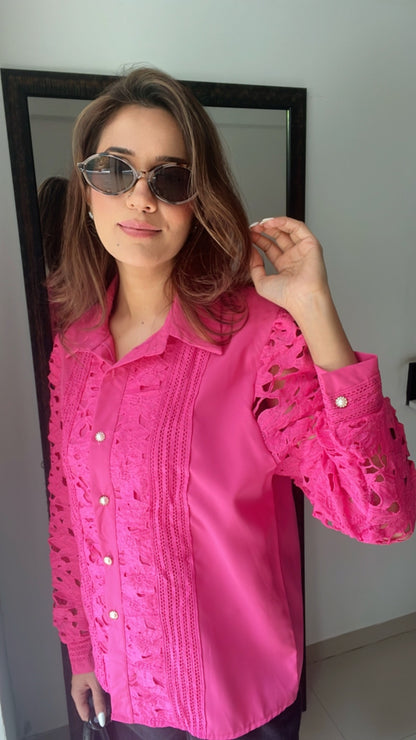 Jane Crochet Poplin Shirt
