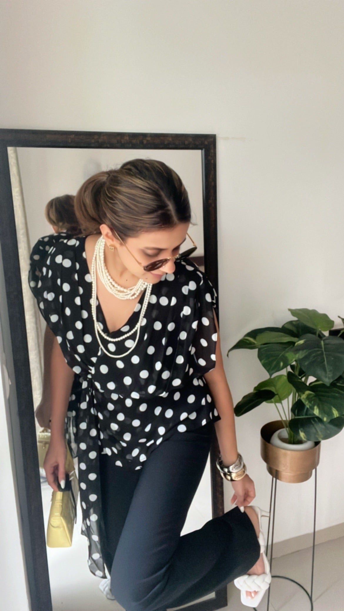 Polka Dot Drape Top