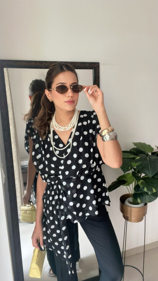 Polka Dot Drape Top