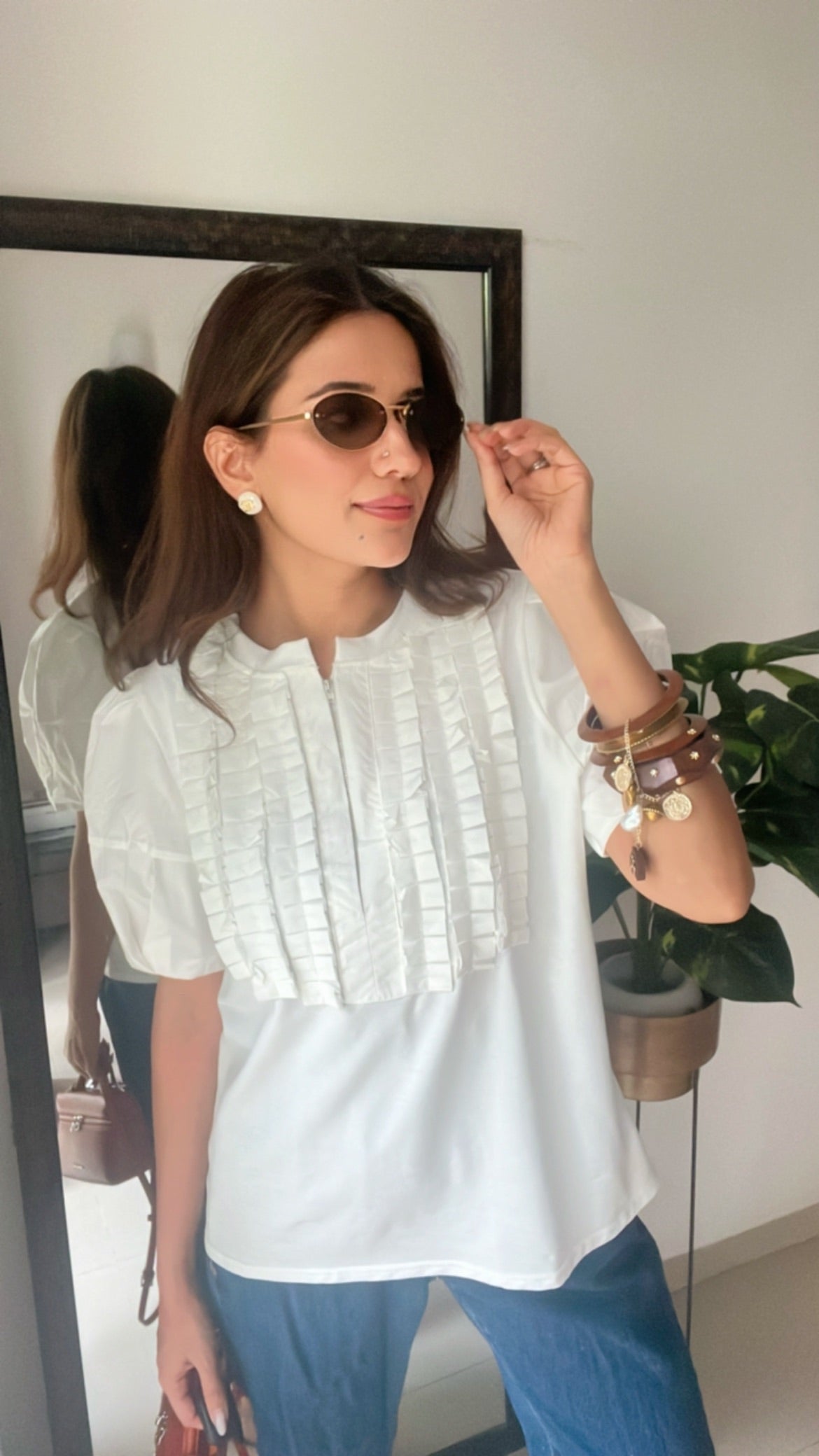 Zipped Frilled Top