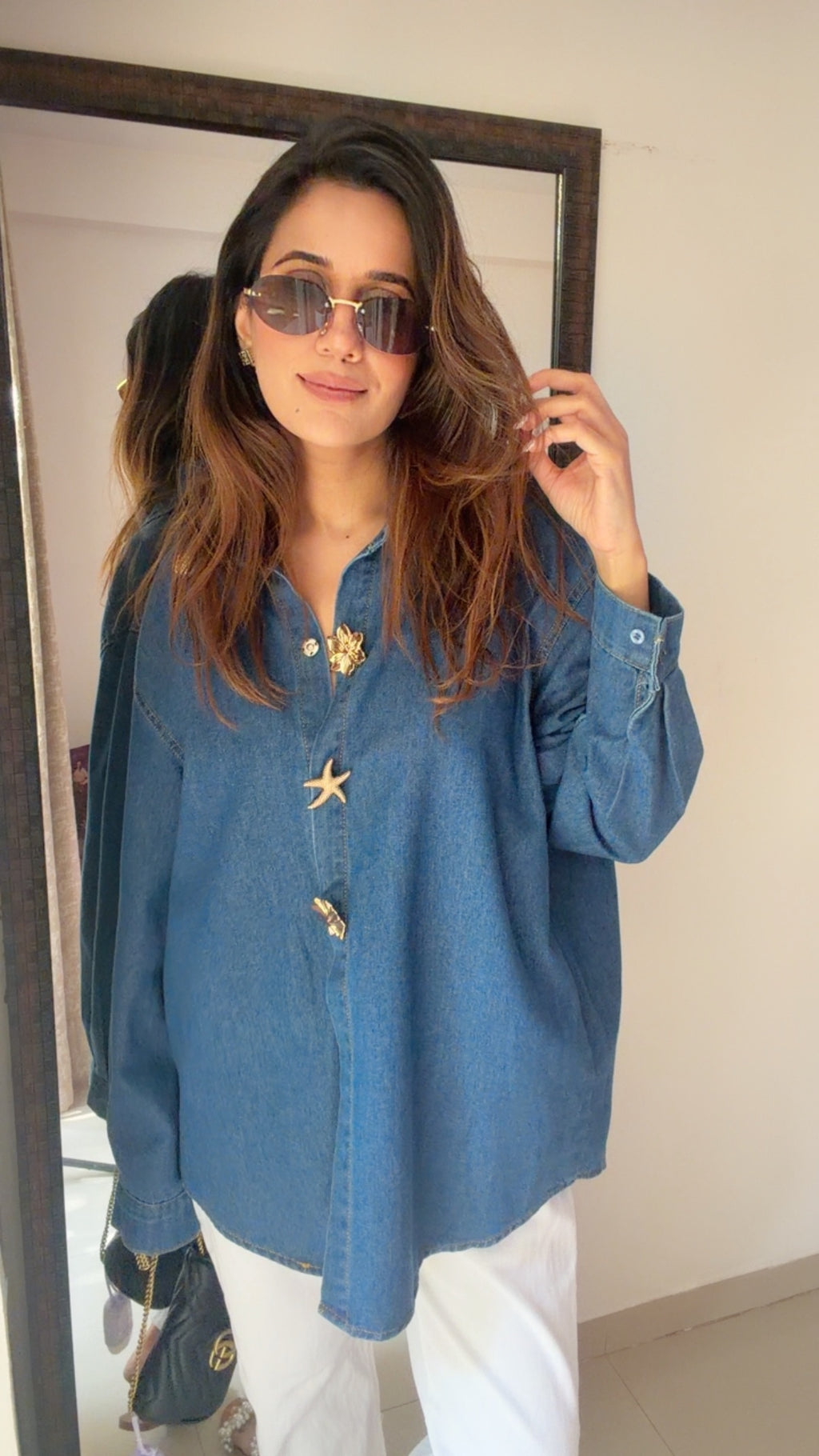 Soft Denim Gold Detailed Shirt