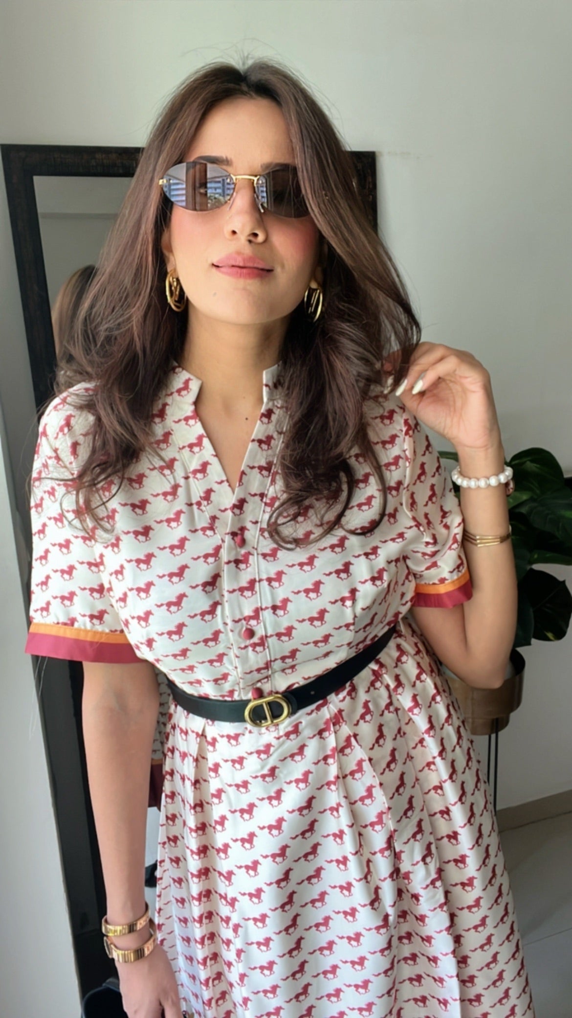 Horse Printed Vintage Dress