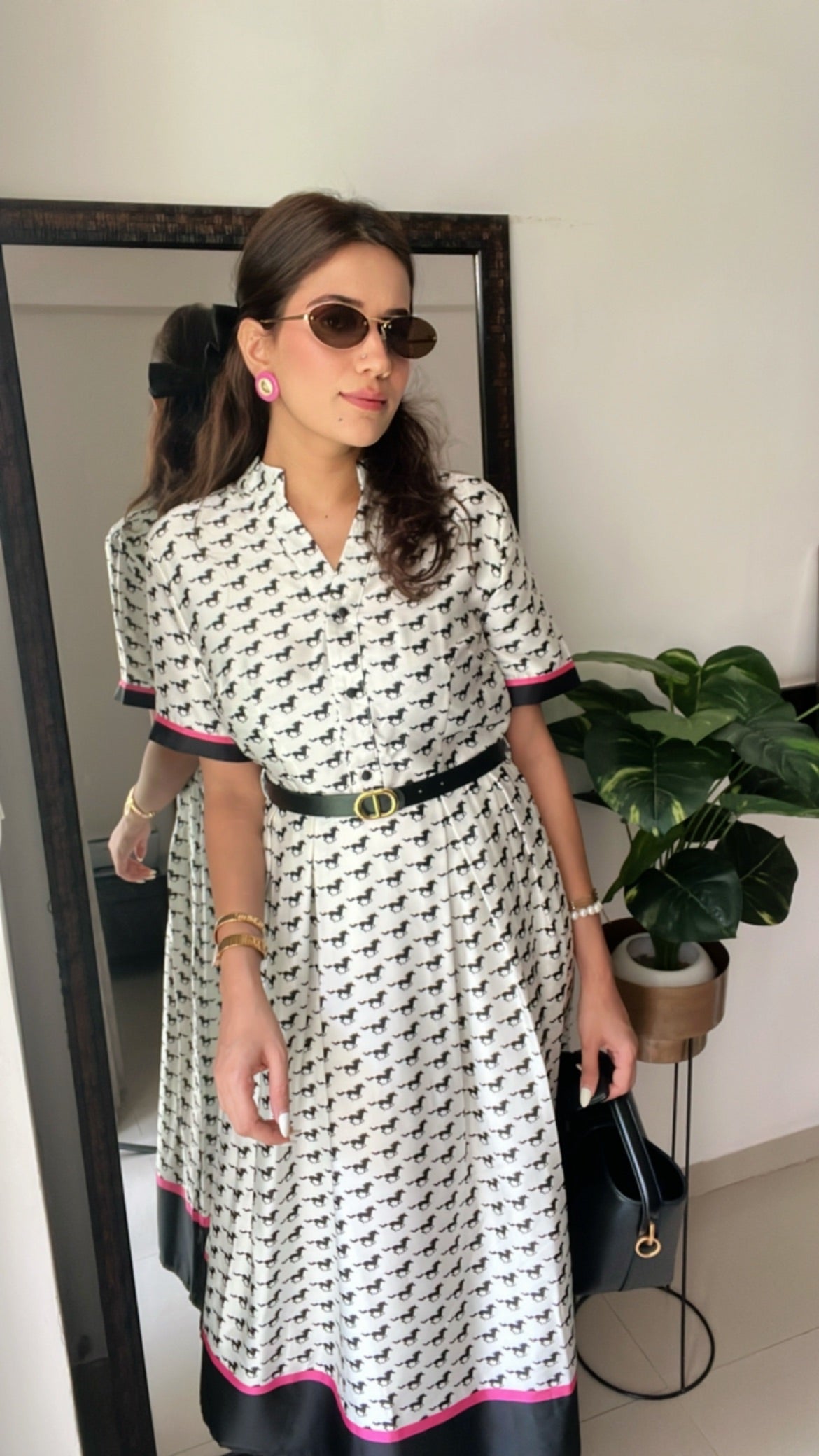 Horse Printed Vintage Dress