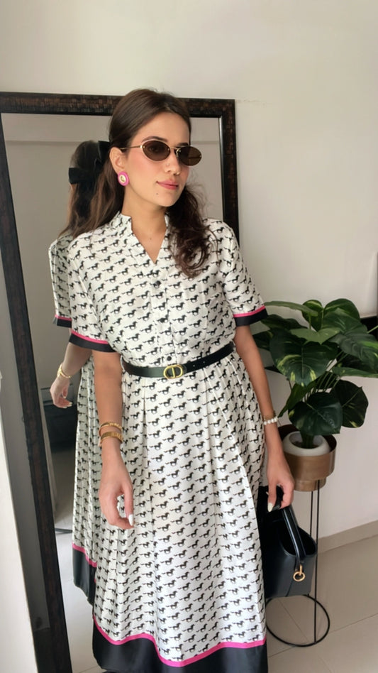Horse Printed Vintage Dress