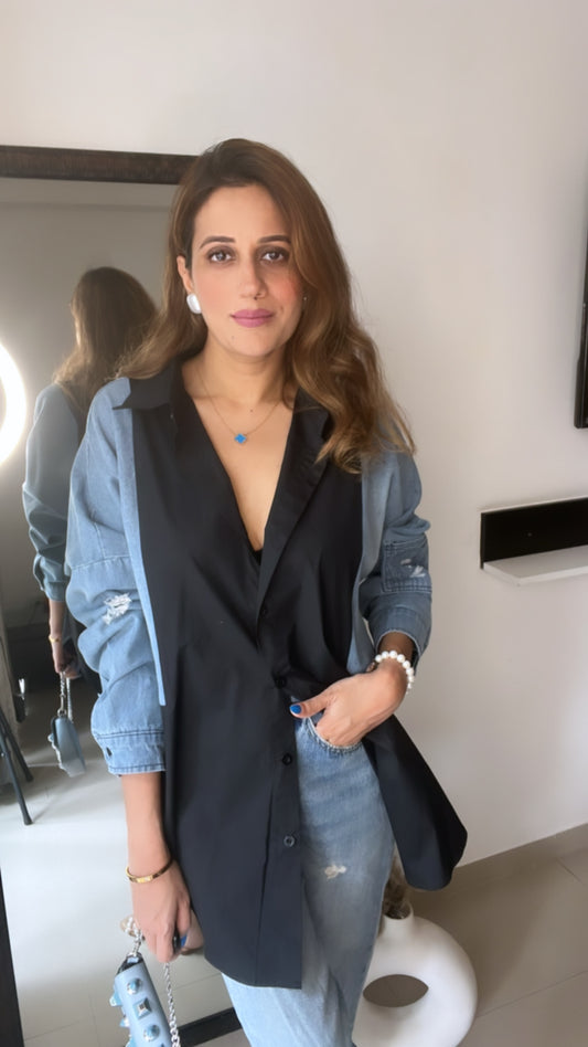 Denim Patch Poplin Shirt
