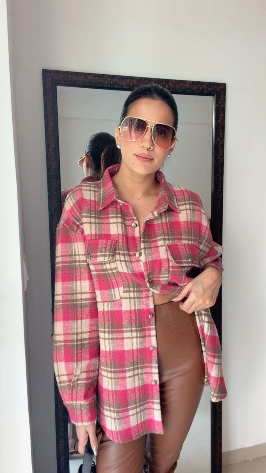 Pink Plaid Fall Shacket