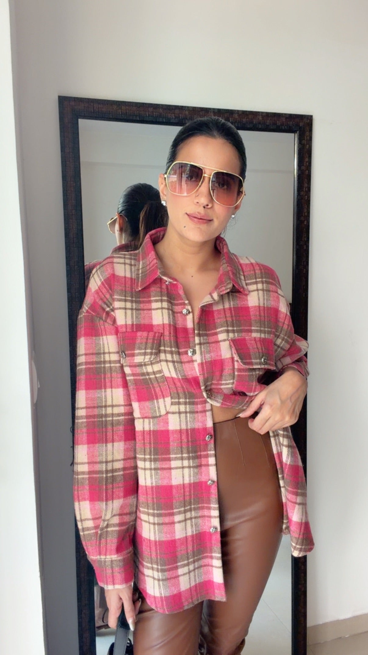 Pink Plaid Fall Shacket