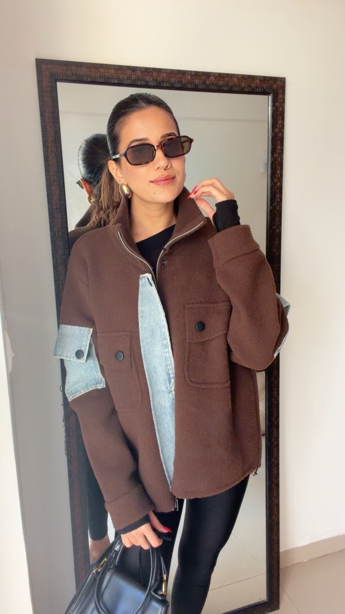 Denim Detailed Woolen Fall Jacket