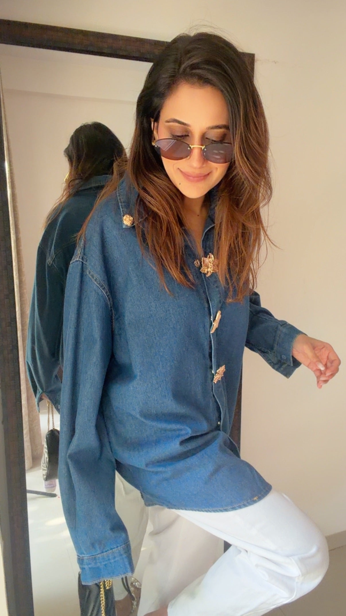 Soft Denim Gold Detailed Shirt