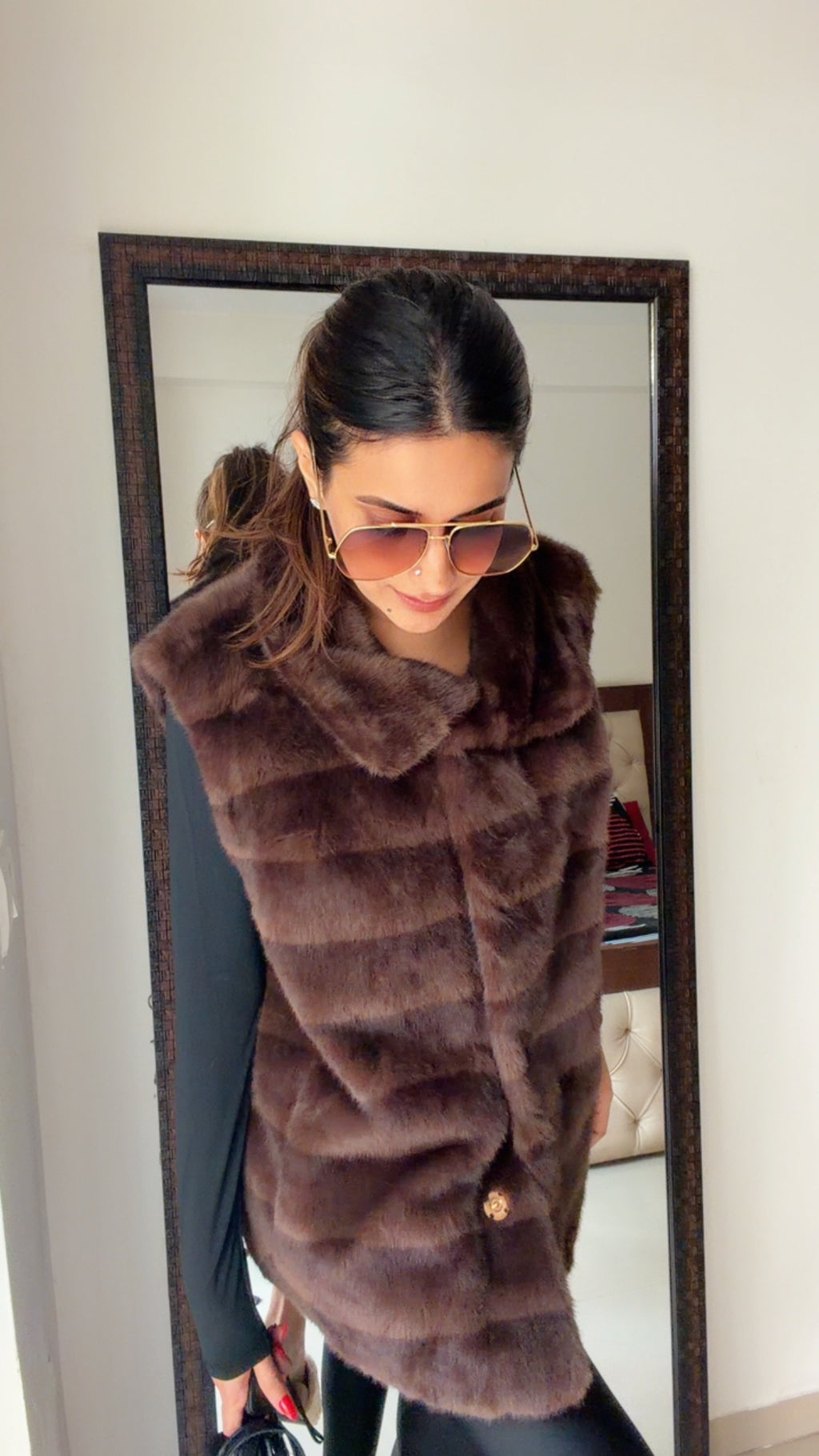 Striped Faux Fur Fall Gilet (Vest)