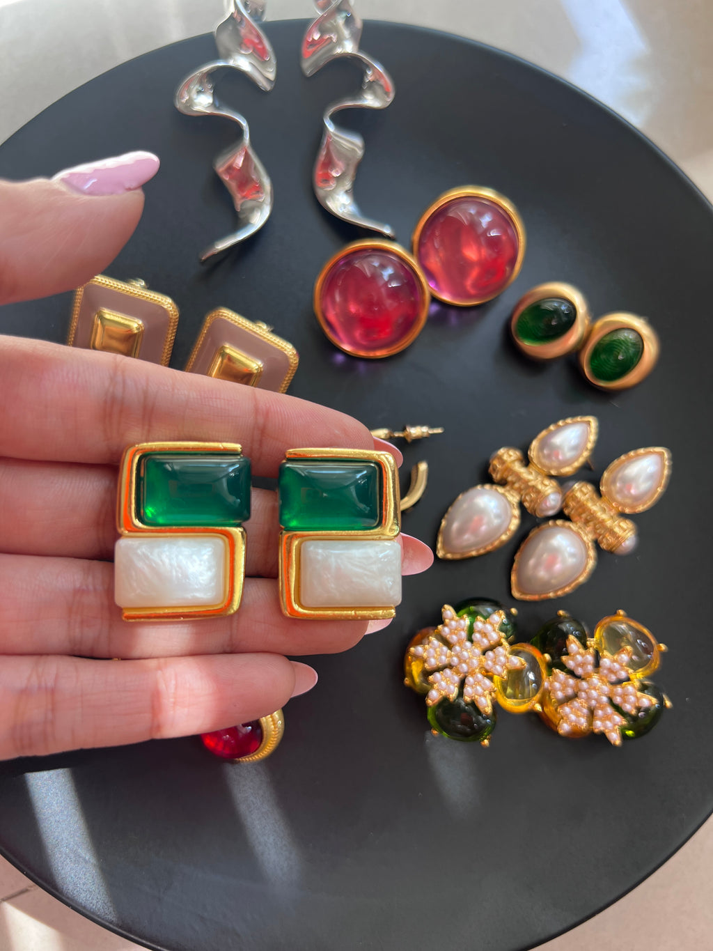 Dual Button Earrings