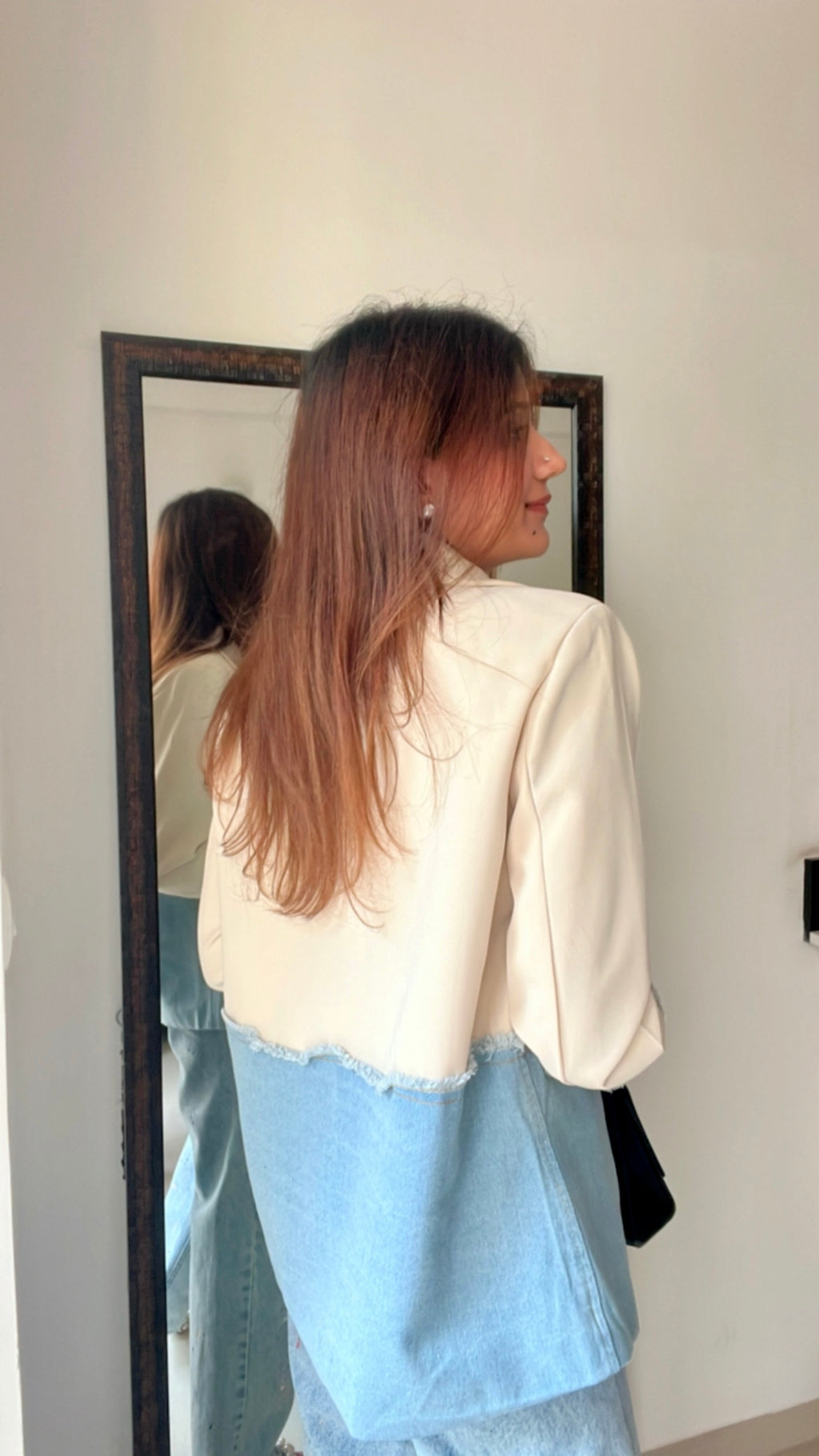 Denim Contrast Box Fall Coat