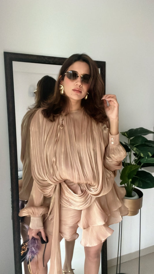 Draped High Sheen Dress
