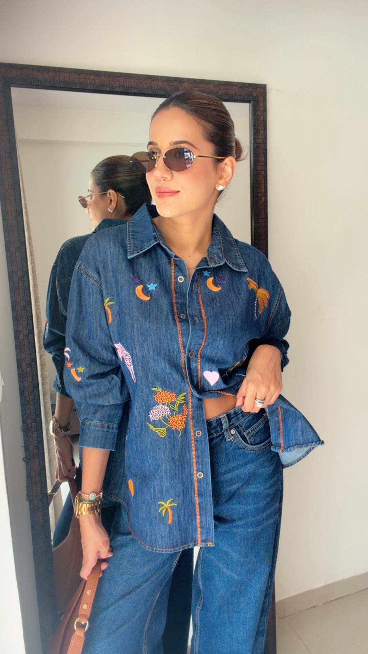Starlit Embroidered Denim Shirt