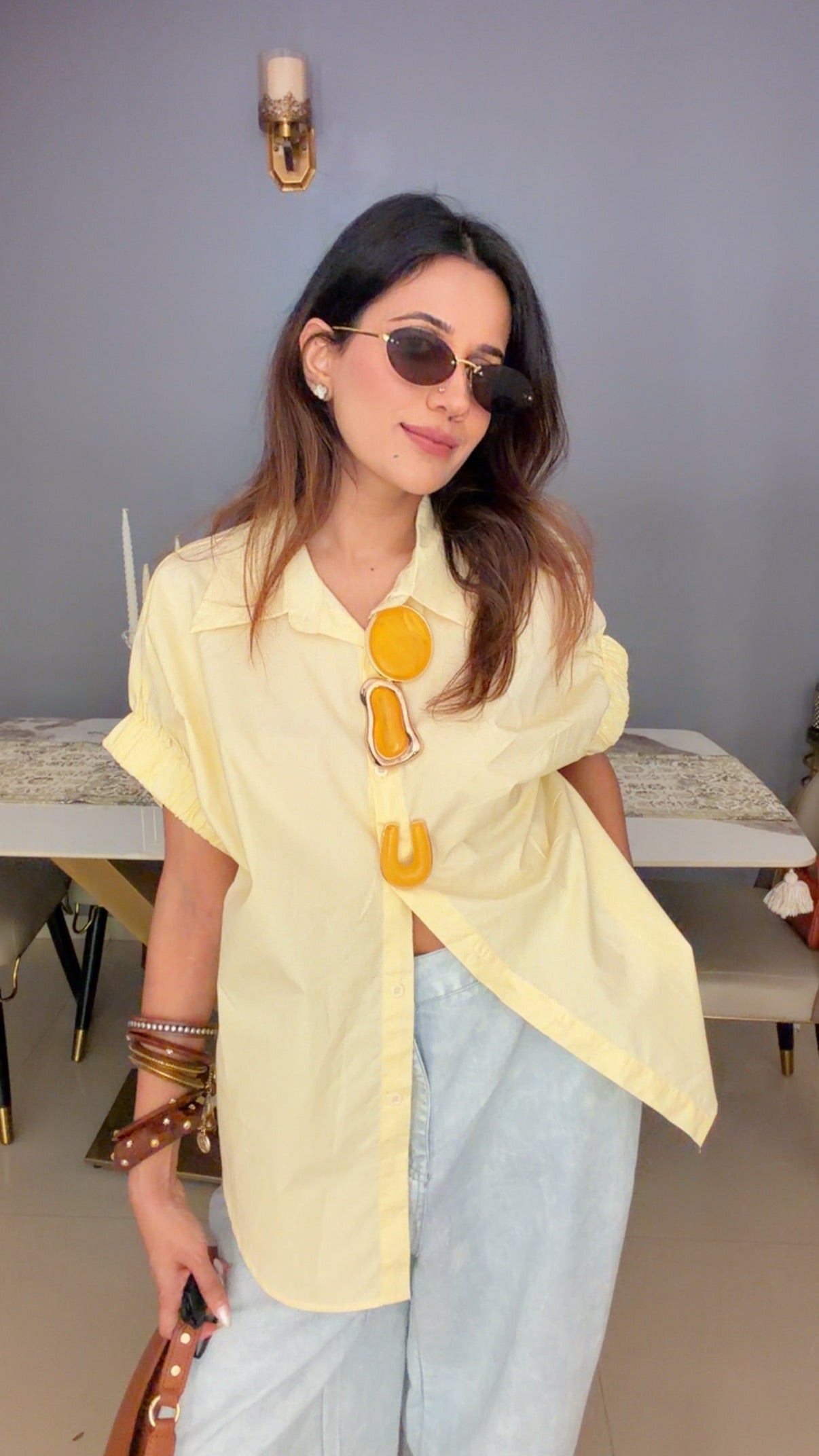 Statement Detail Ruched Sleeve Poplin Shirt