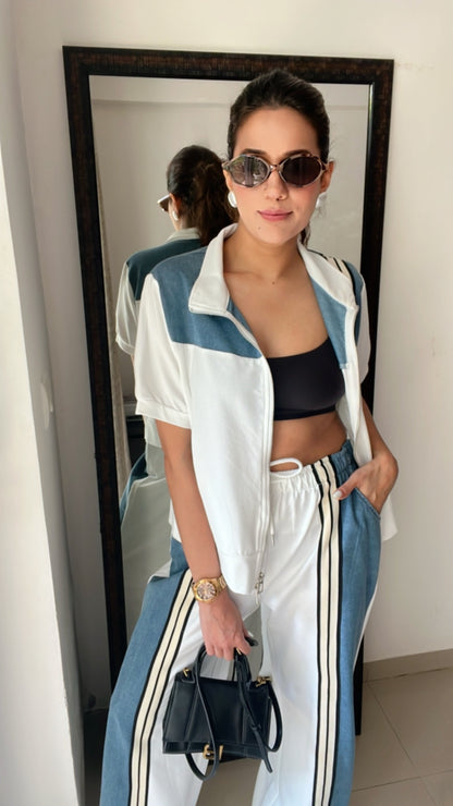 Denim contrast Chic Lounge Set