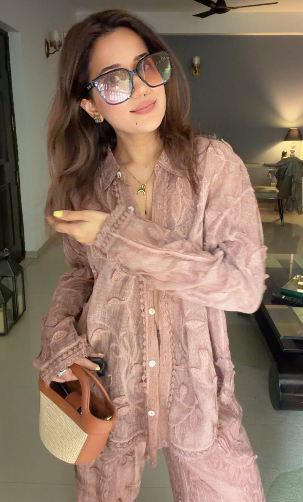 Dusty Rose Embroidered Set