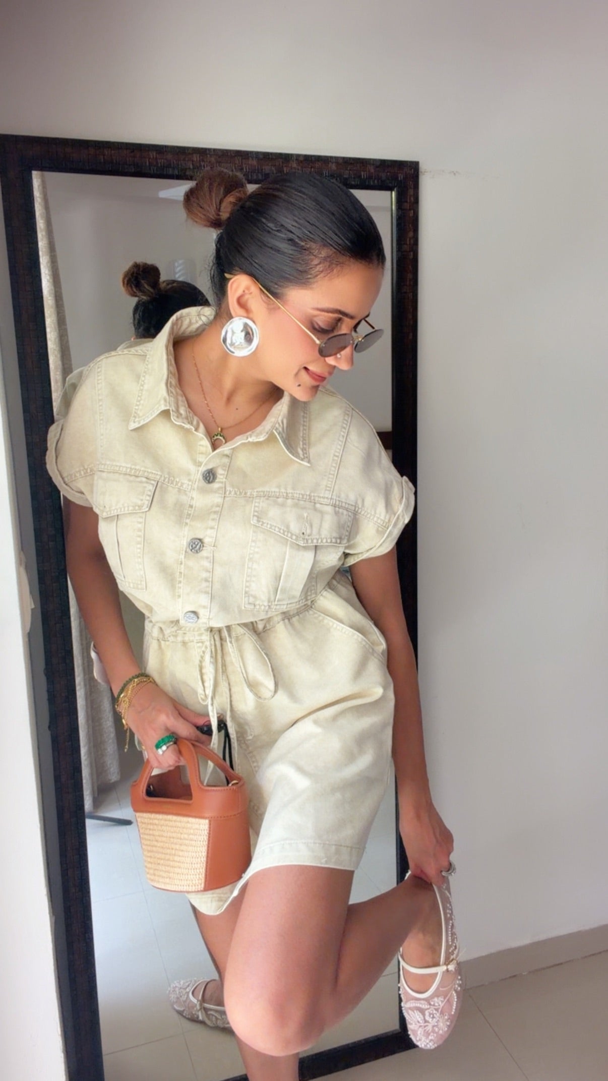 Sandstone Denim Tie-Up Dress