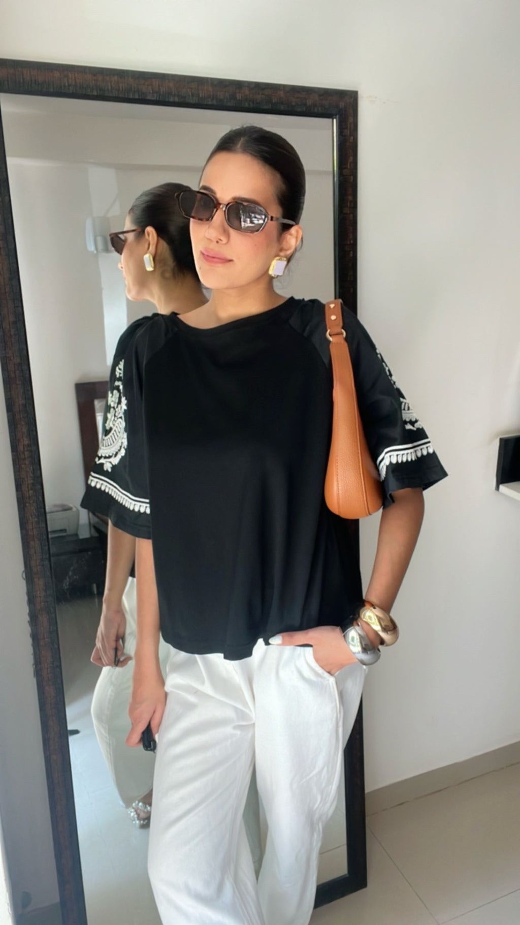 Embroidered Poplin Tee Top