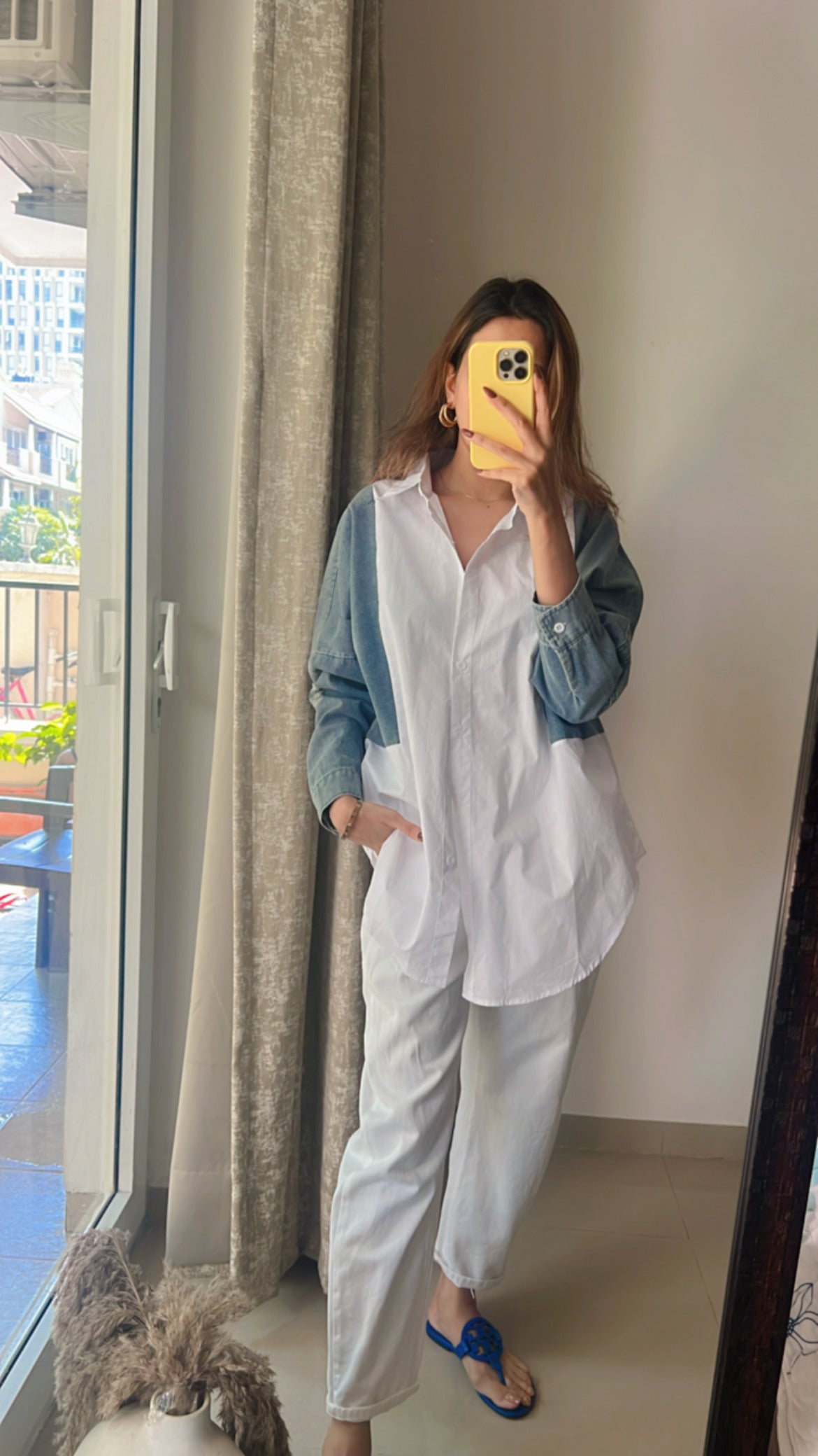 Denim Patch Poplin Shirt