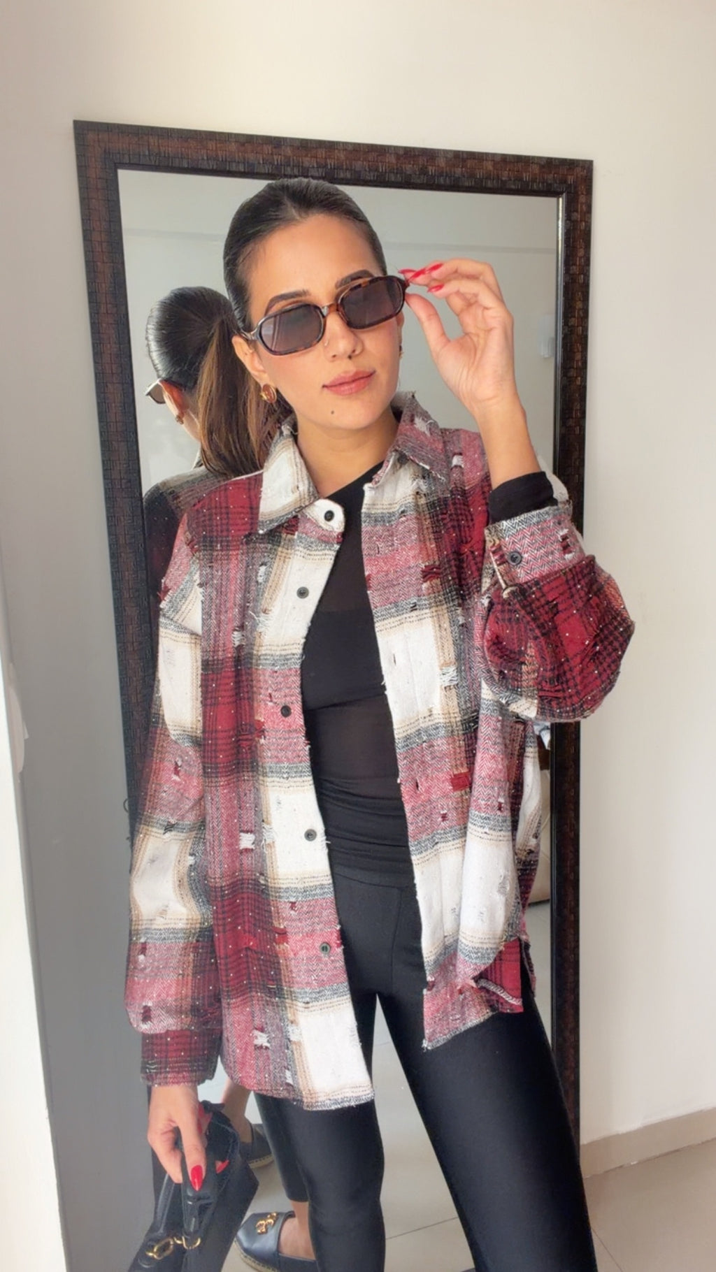 Ribbed Plaid Fall Shirt