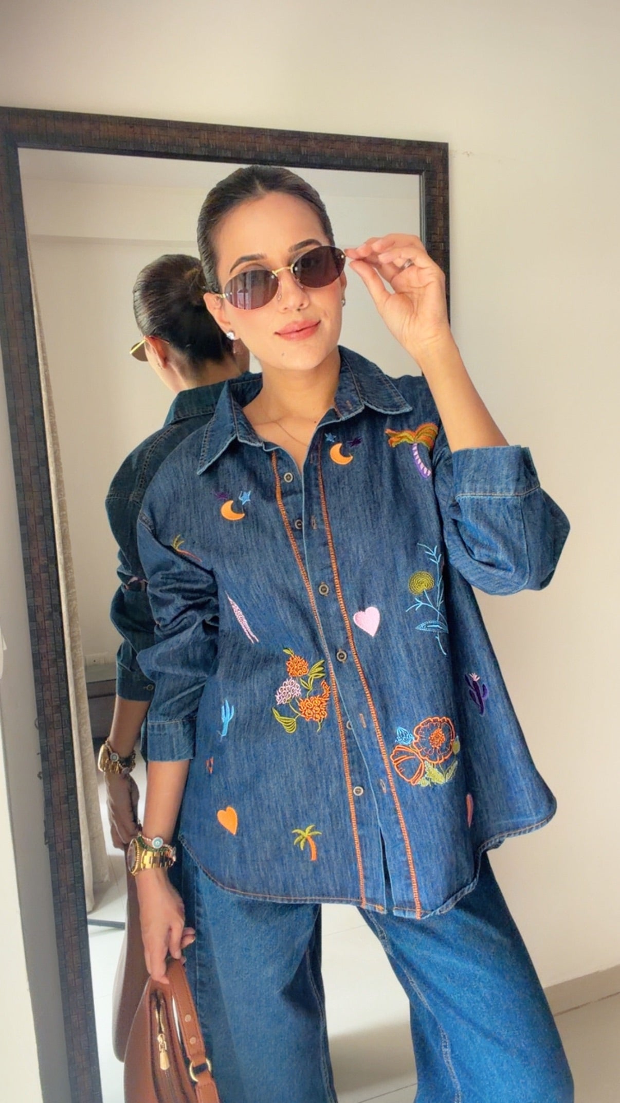 Starlit Embroidered Denim Shirt