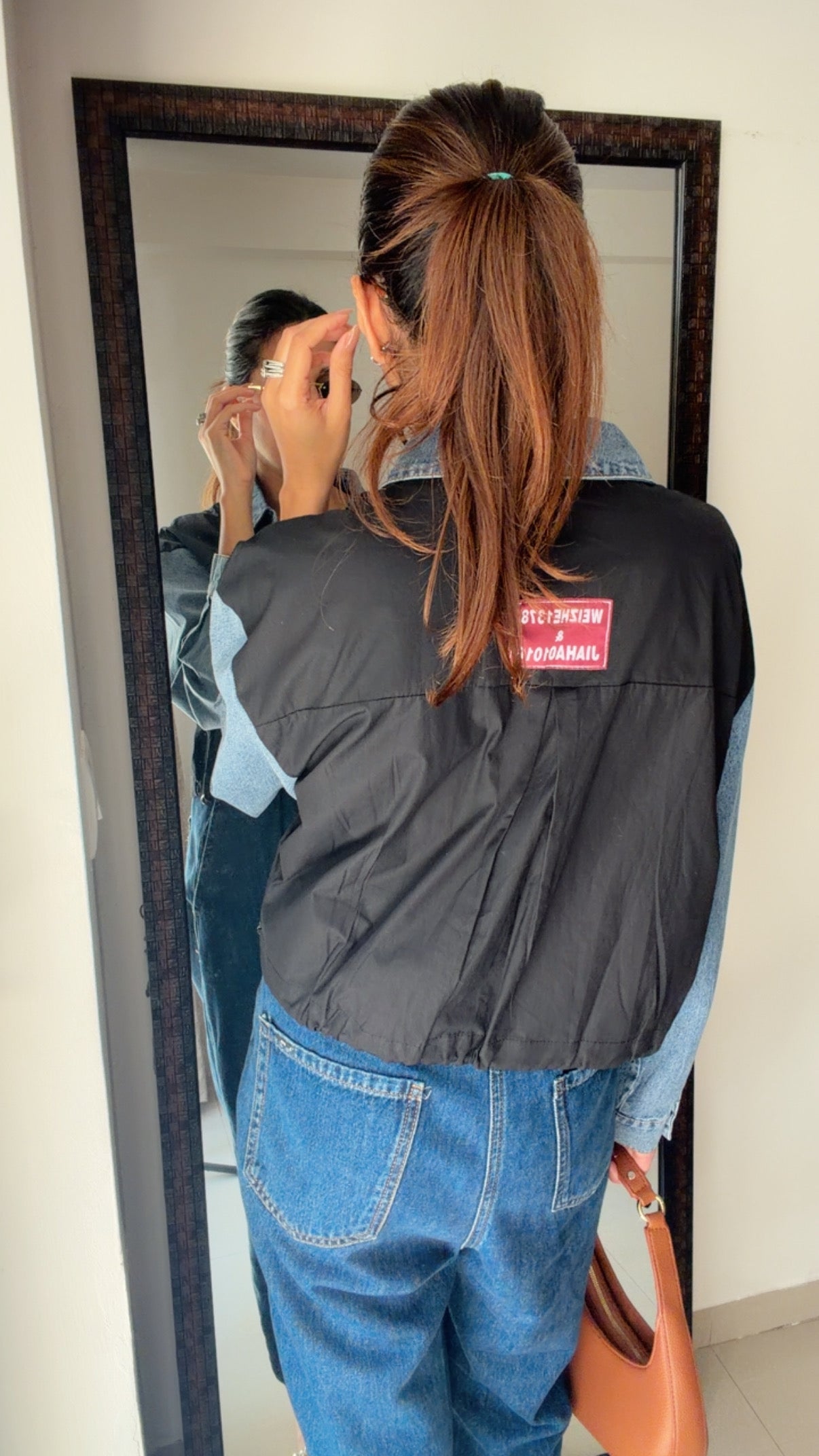 Denim Sleeves Poplin Shirt