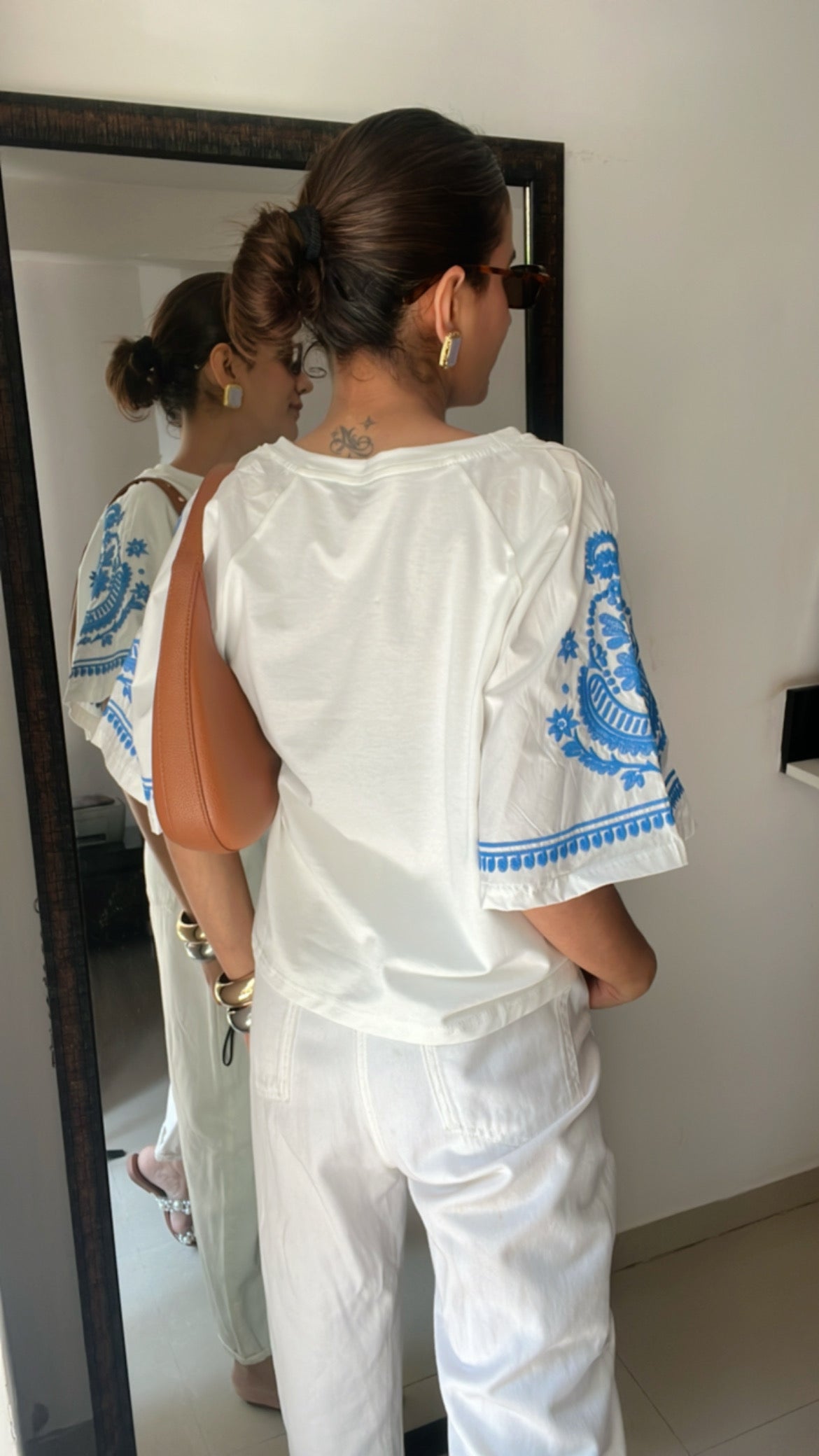 Embroidered Poplin Tee Top