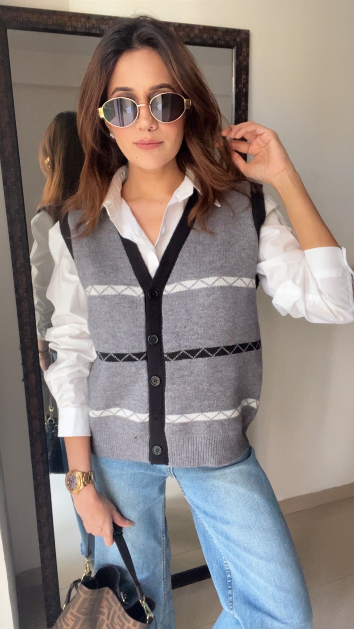 Buttoned Knit Fall Vest