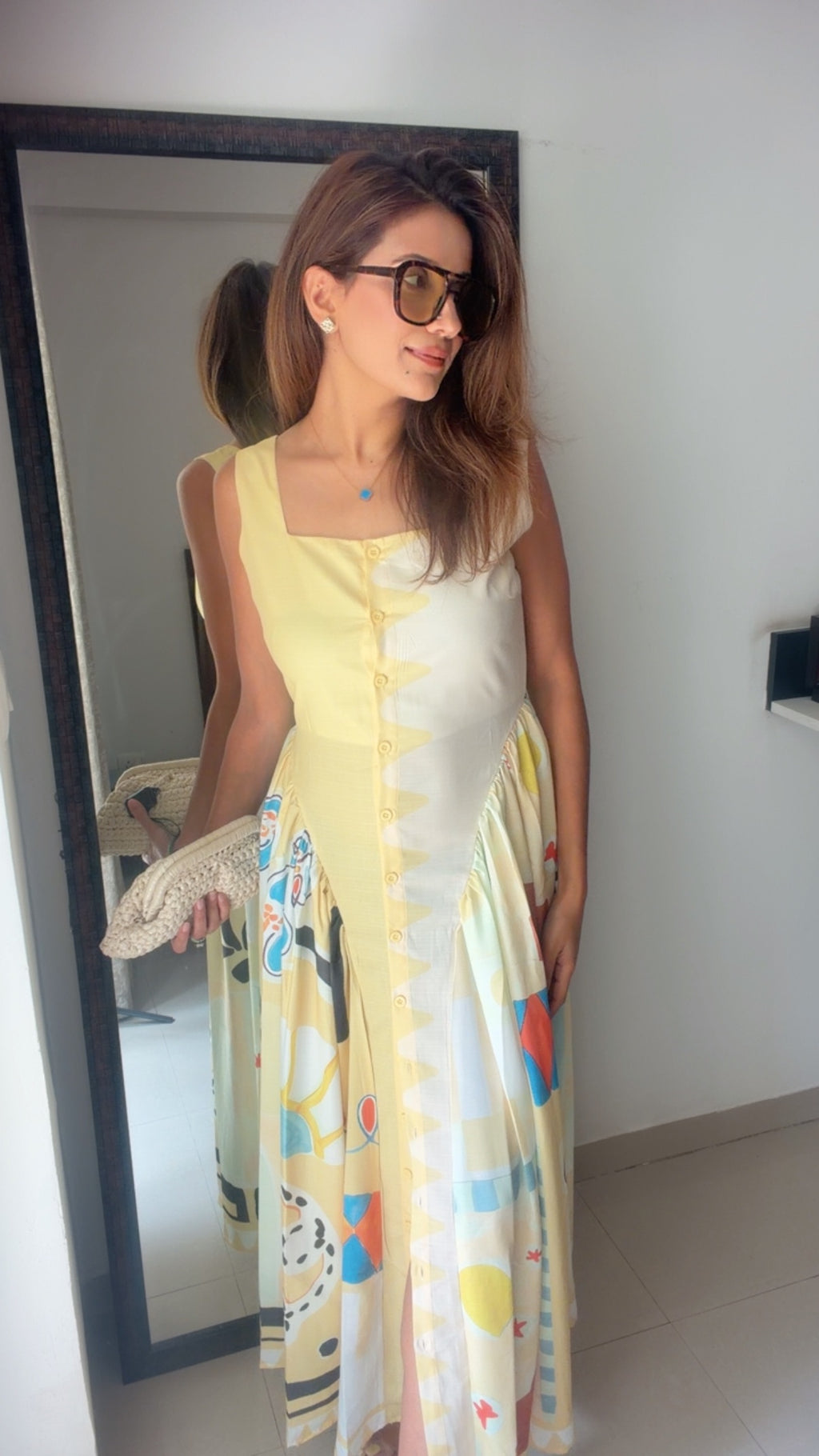 Buttoned Side Pleated Dress