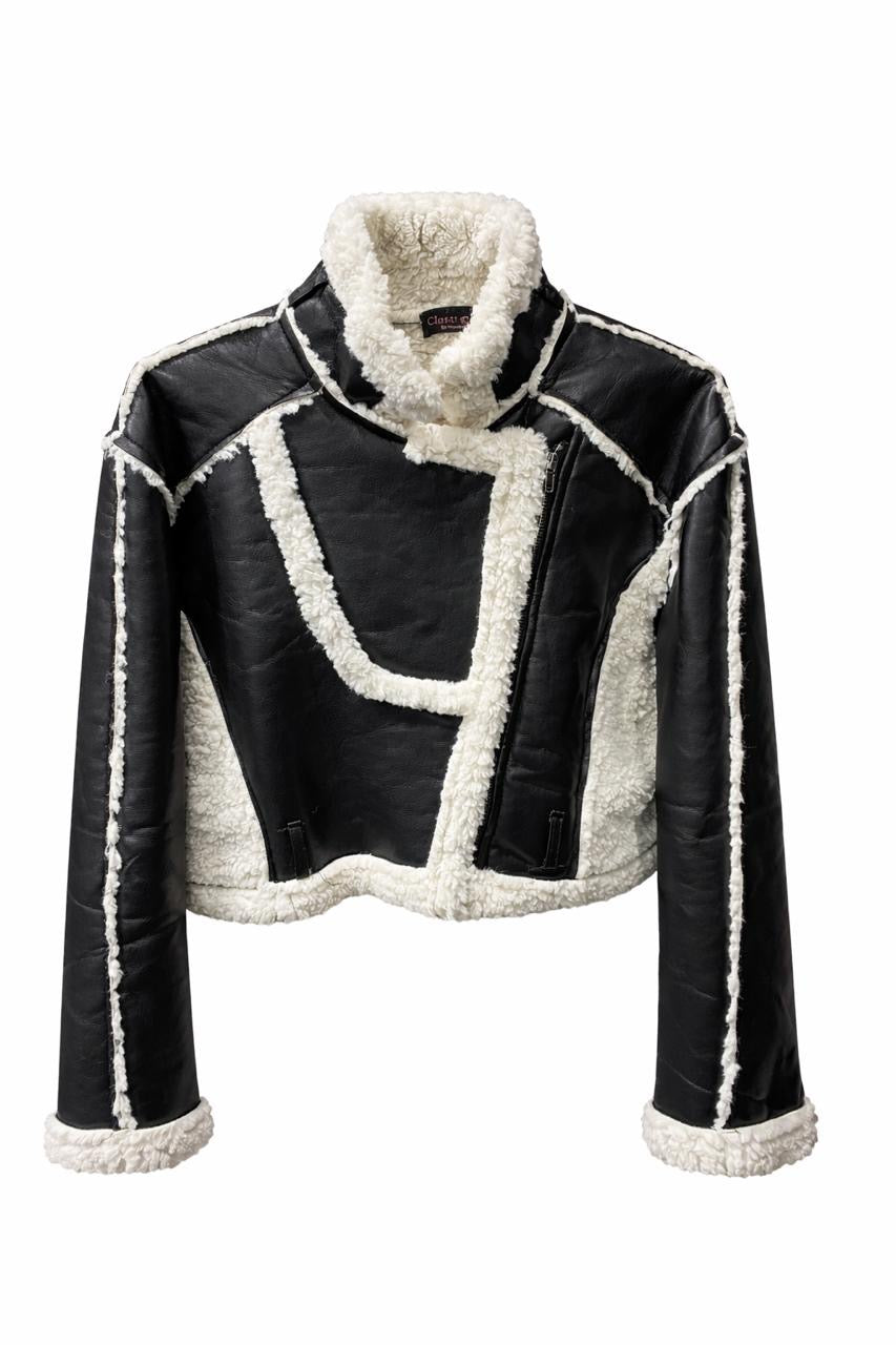 Faux Leather fur detailed Fall Jacket