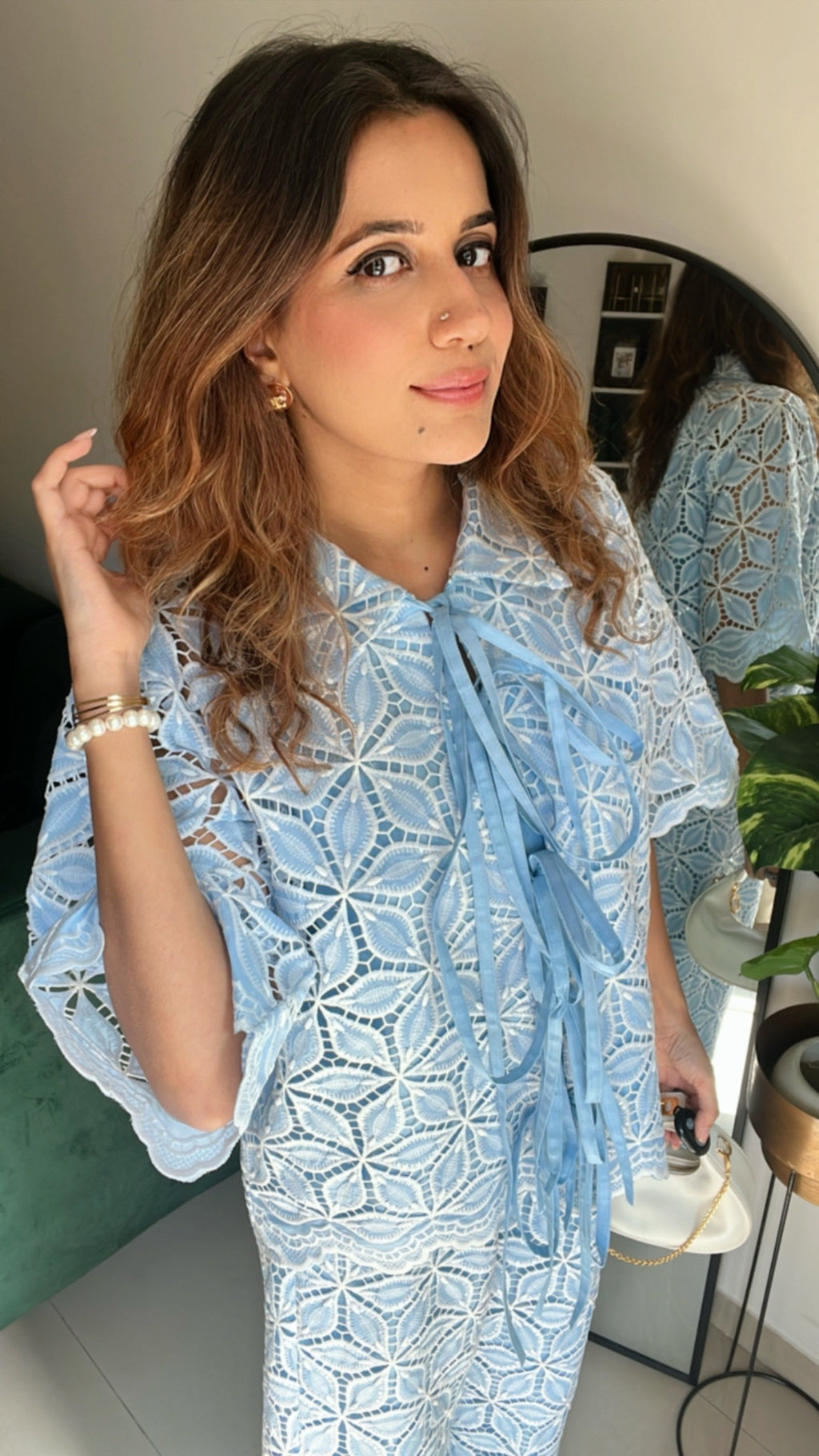 White Studded Tie knot Co-ord Set