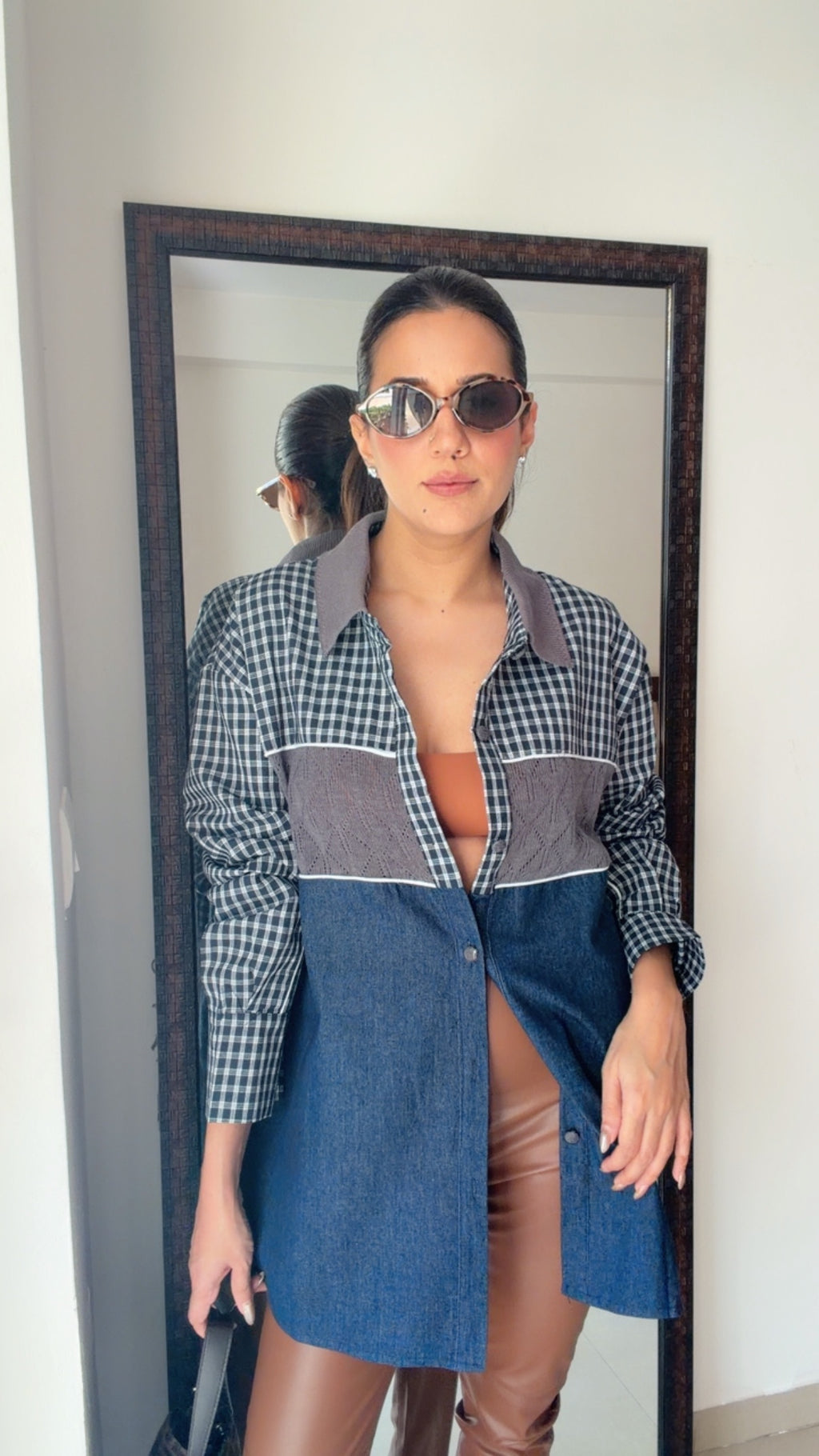 Denim Poplin Knit Shirt