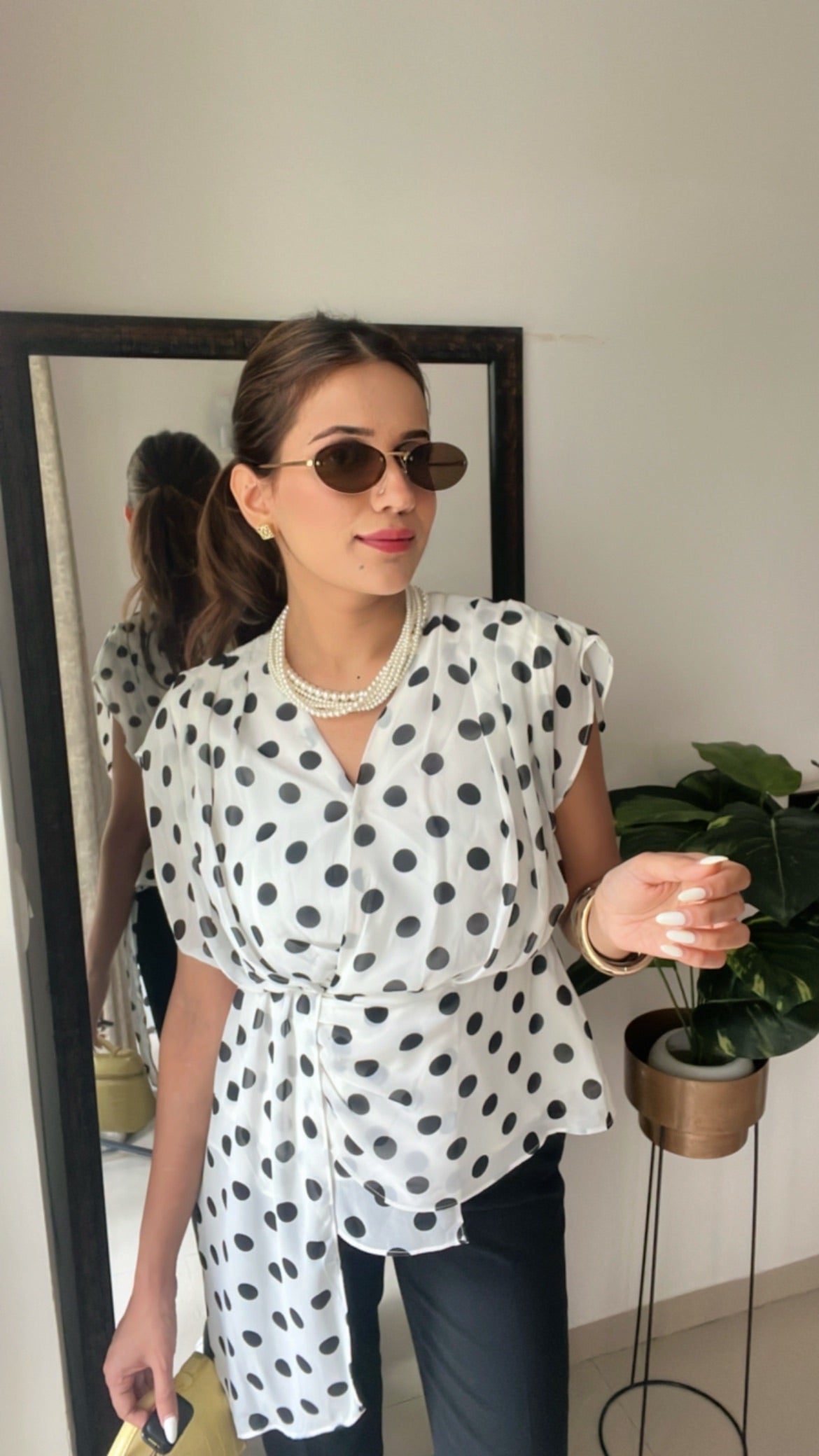 Polka Dot Drape Top