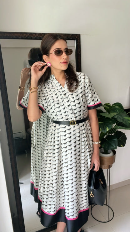 Horse Printed Vintage Dress