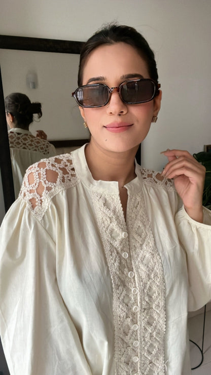 Cut work Lace Poplin Top