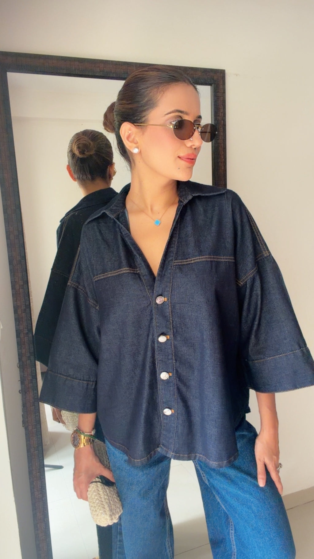 Buttoned Classic Denim Shirt