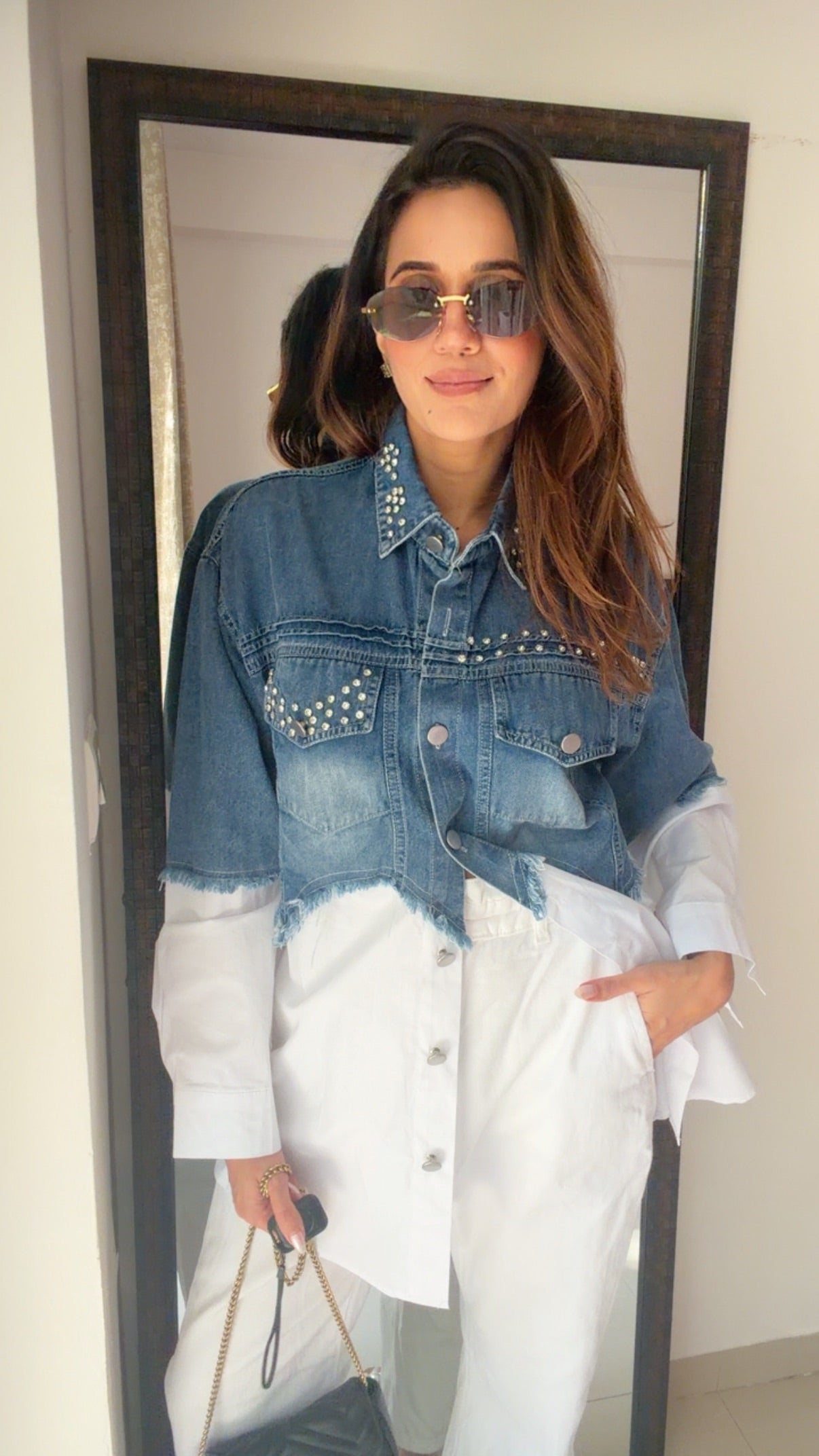 Studded Denim Poplin Shirt